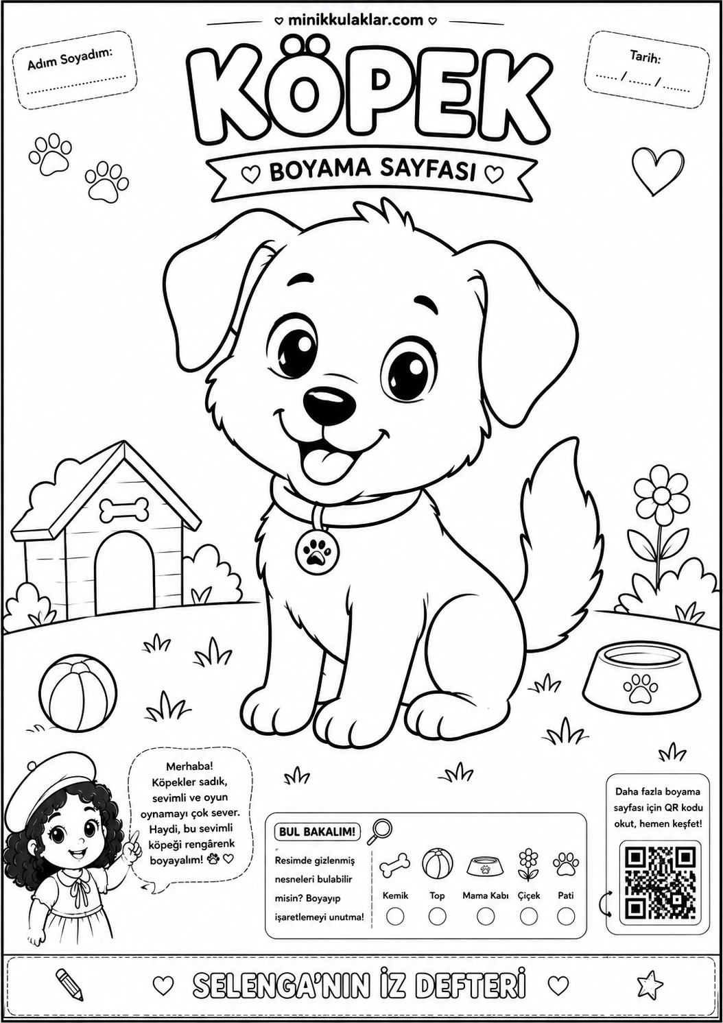 Köpek Boyama Sayfası (Ücretsiz PDF İndir ve Yazdır)
