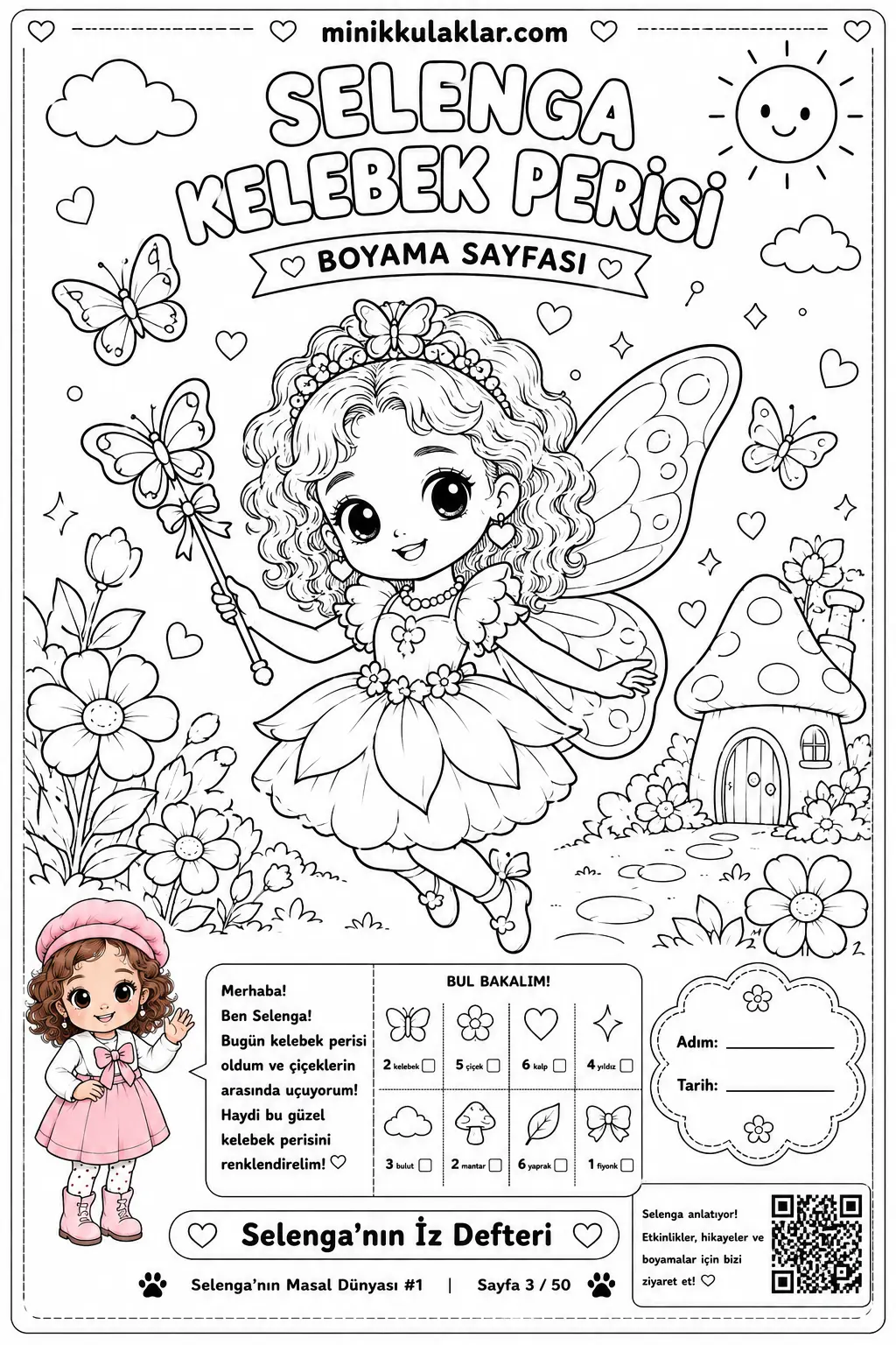 Selenga Kelebek Perisi Boyama Sayfası (Ücretsiz PDF İndir ve Yazdır)