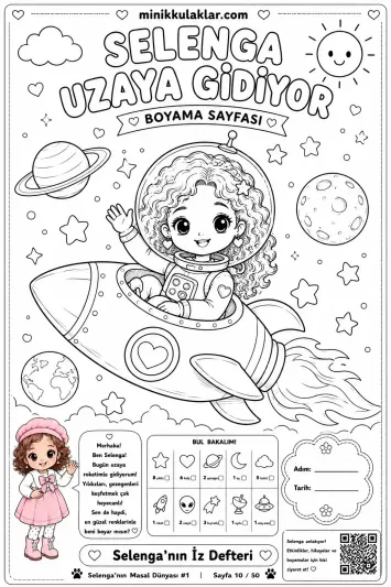 Selenga Uzaya Gidiyor Boyama Sayfası (Ücretsiz PDF İndir ve Yazdır)