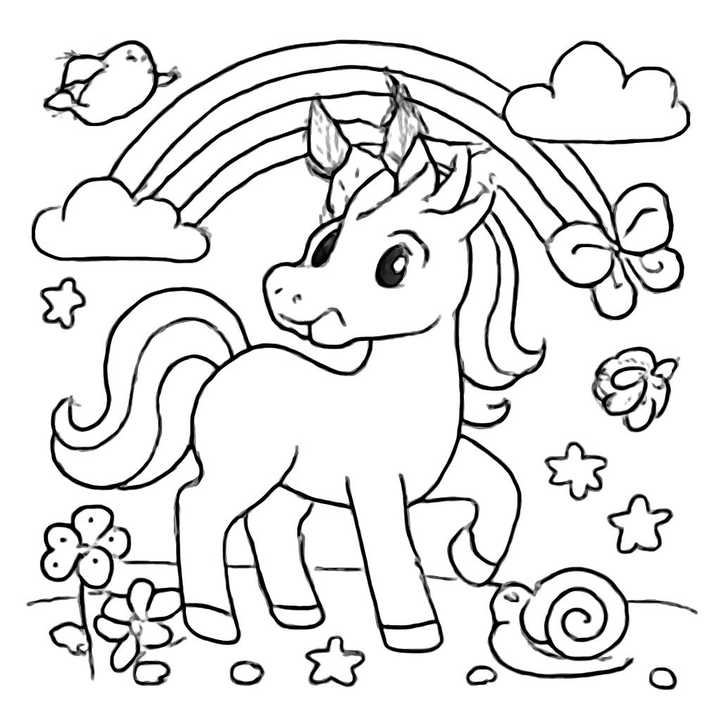 Unicorn Boyama Sayfası – Neşeli Masalsı Dostlar